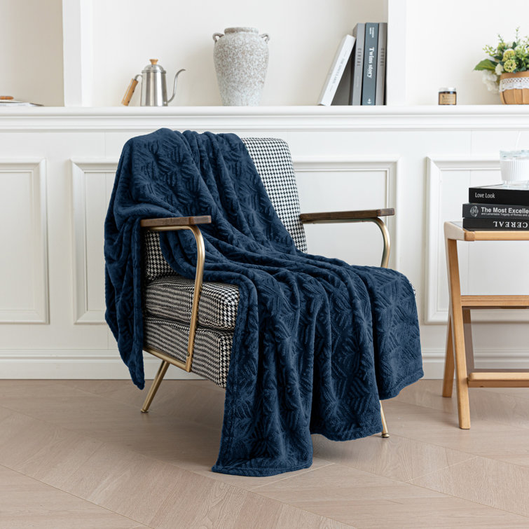 Navy knitted throw discount blanket